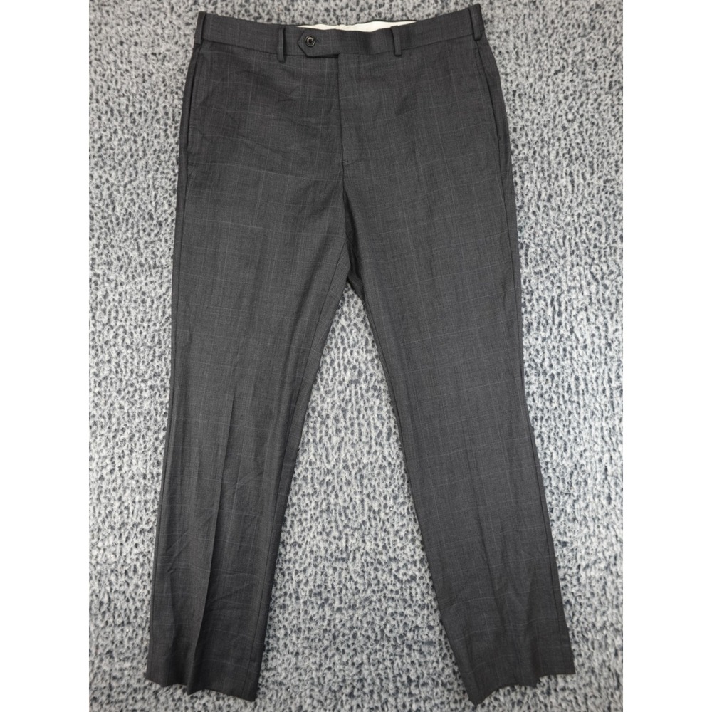 Brooks Bros Charcoal Grey Plaid Dress Pants 38x32 Prince of Wales Check Trousers